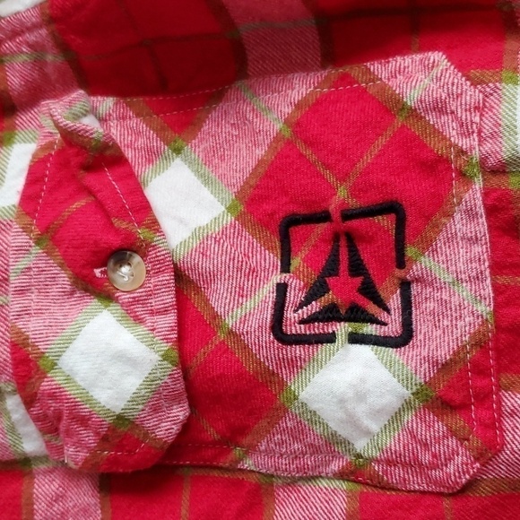 Atmosphere- Mens Red & White Flannel Shirt Button down Chest pockets Sz.Large - Picture 4 of 6